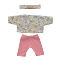 JUSTINE - Chemise liberty jaune et bandeau assorti + pantalon rose