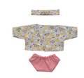 JUSTINE - Chemise liberty jaune et bandeau assorti + culotte rose
