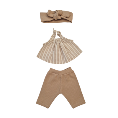 LISON-ENSEMBLE CHEMISE + PANTALON + BANDEAU SABLE