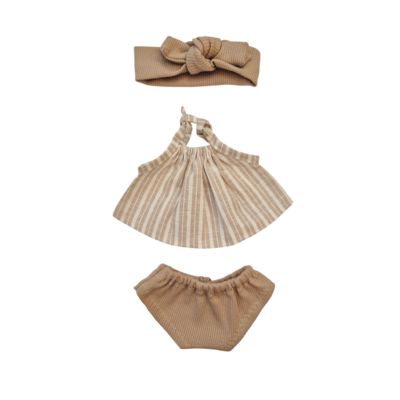 LISON-ENSEMBLE CHEMISE + CULOTTE + BANDEAU SABLE