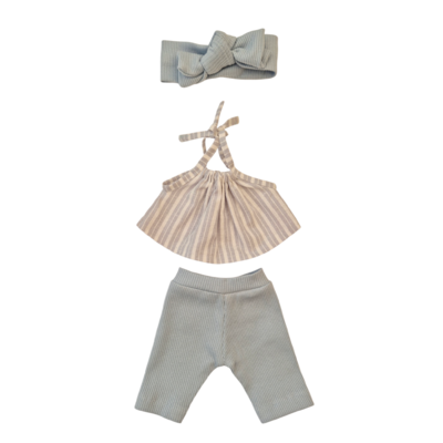 LISON-ENSEMBLE CHEMISE + PANTALON + BANDEAU BLEU