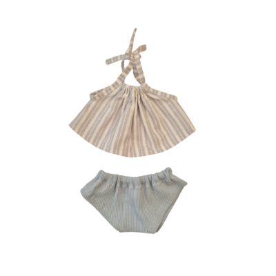 LISON-ENSEMBLE CHEMISE + CULOTTE BLEU