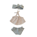LISON-ENSEMBLE CHEMISE + CULOTTE + BANDEAU BLEU