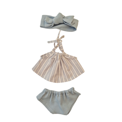 LISON-ENSEMBLE CHEMISE + CULOTTE + BANDEAU BLEU