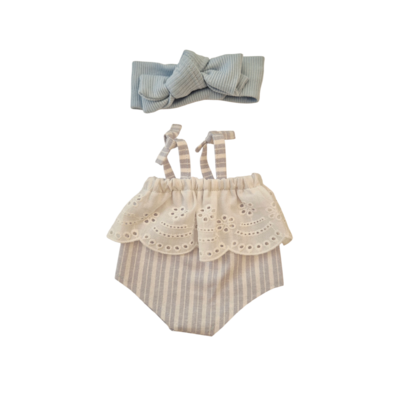 LISON-COMBI PLAGE + BANDEAU BLEU