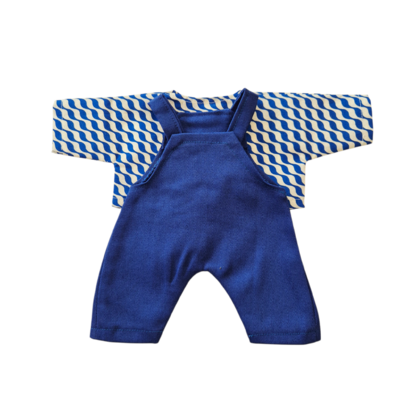 LINH-SALOPETTE LONGUE BLEU + CHEMISE VAGUE