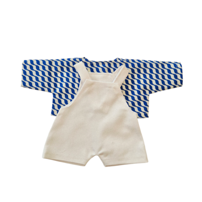 LINH-SALOPETTE COURTE BLANC + CHEMISE VAGUE