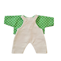 LINH-SALOPETTE LONGUE BLANC + CHEMISE POIS