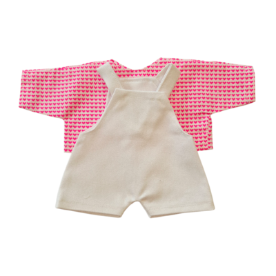 LINH-SALOPETTE COURTE + CHEMISE CŒUR ROSE