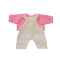 LINH-SALOPETTE LONGUE BLANC + CHEMISE CŒUR ROSE