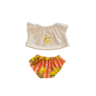 GIULIA-ENSEMBLE CULOTTE + TEE-SHIRT ROSE & ORANGE