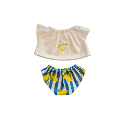 GIULIA-ENSEMBLE CULOTTE + TEE-SHIRT BLEU & BLANC