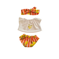 GIULIA-ENSEMBLE CULOTTE + TEE-SHIRT + BANDEAU ROSE & ORANGE