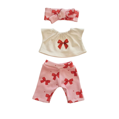 MINA-ENSEMBLE PANTALON + TEE-SHIRT NŒUD + BANDEAU