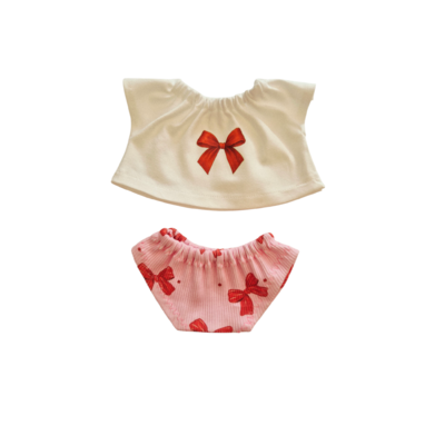 MINA-ENSEMBLE CULOTTE + TEE-SHIRT NŒUD