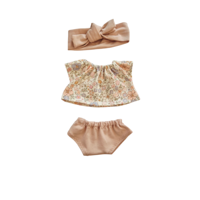MARGOT-TEE-SHIRT + CULOTTE ET BANDEAU UNI ROSE NUDE