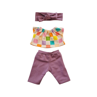 BILLIE-ENSEMBLE TEE-SHIRT + PANTALON + BANDEAU LILA