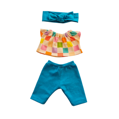 BILLIE-ENSEMBLE TEE-SHIRT + PANTALON + BANDEAU AQUA
