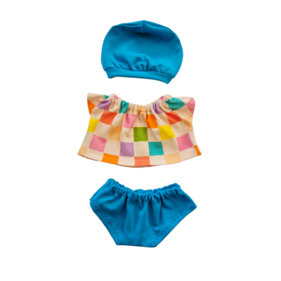 BILLIE-ENSEMBLE TEE-SHIRT + CULOTTE + BONNET AQUA