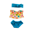 BILLIE-ENSEMBLE TEE-SHIRT + CULOTTE + BANDEAU AQUA