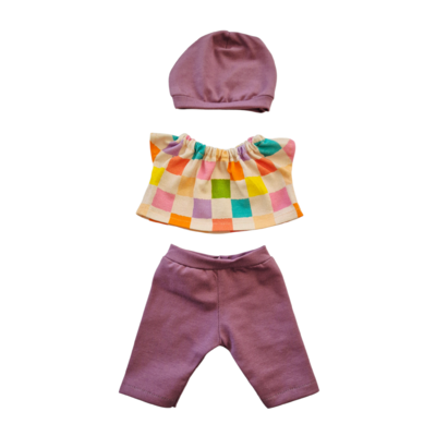 BILLIE-ENSEMBLE TEE-SHIRT + PANTALON + BONNET LILA