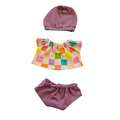 BILLIE-ENSEMBLE TEE-SHIRT + CULOTTE + BONNET LILA