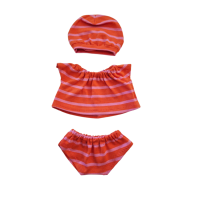 MARIN-ENSEMBLE TEE-SHIRT + CULOTTE + BONNET TANGERINE / BONBON