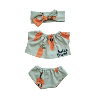 CHARLIE-ENSEMBLE TEE-SHIRT + CULOTTE + BANDEAU CAROTTE