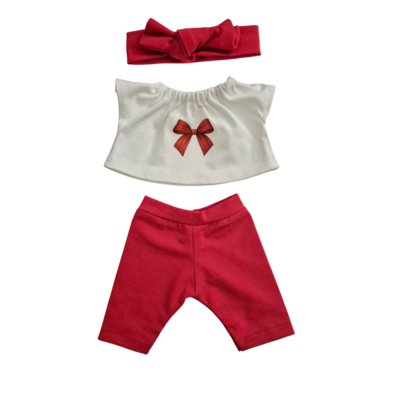 MINA-ENSEMBLE TEE-SHIRT NŒUD ROUGE + PANTALON+BANDEAU ROUGE