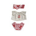 MINA-ENSEMBLE TEE-SHIRT CERISE COEUR + CULOTTE +BANDEAU ASSORTI