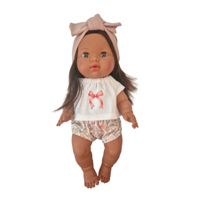 MARGOT-TEE-SHIRT NŒUD + CULOTTE + BANDEAU NUDE