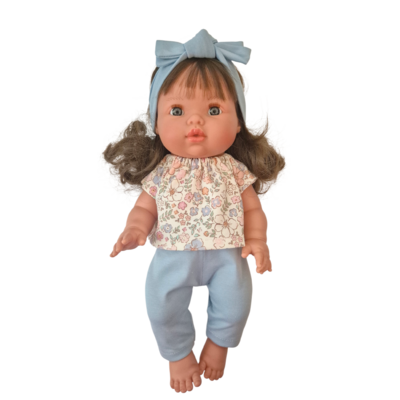 MARGOT-TEE-SHIRT + PANTALON ET BANDEAU BLEU CIEL