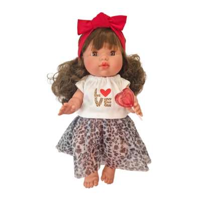 ROMEO+JULIETTE-TEE-SHIRT "I LOVE YOU" + TUTU LEOPARD + BANDEAU ROUGE