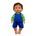 LINH-SALOPETTE COURTE BLEU + CHEMISE POIS