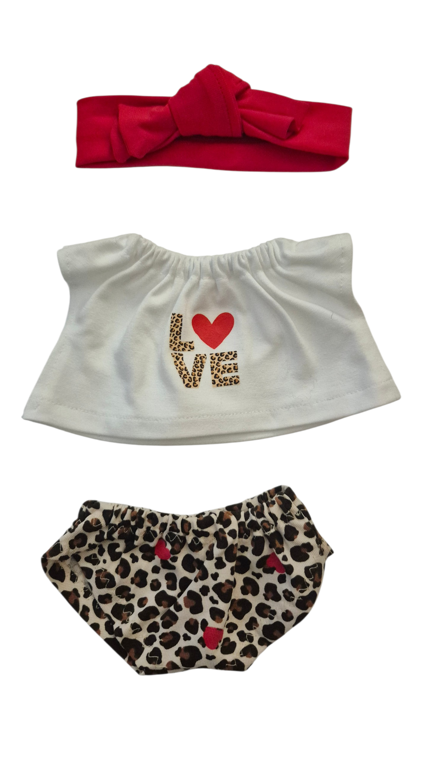 ROMEO+JULIETTE-TEE SHIRT "I LOVE YOU" + CULOTTE + BANDEAU ROUGE