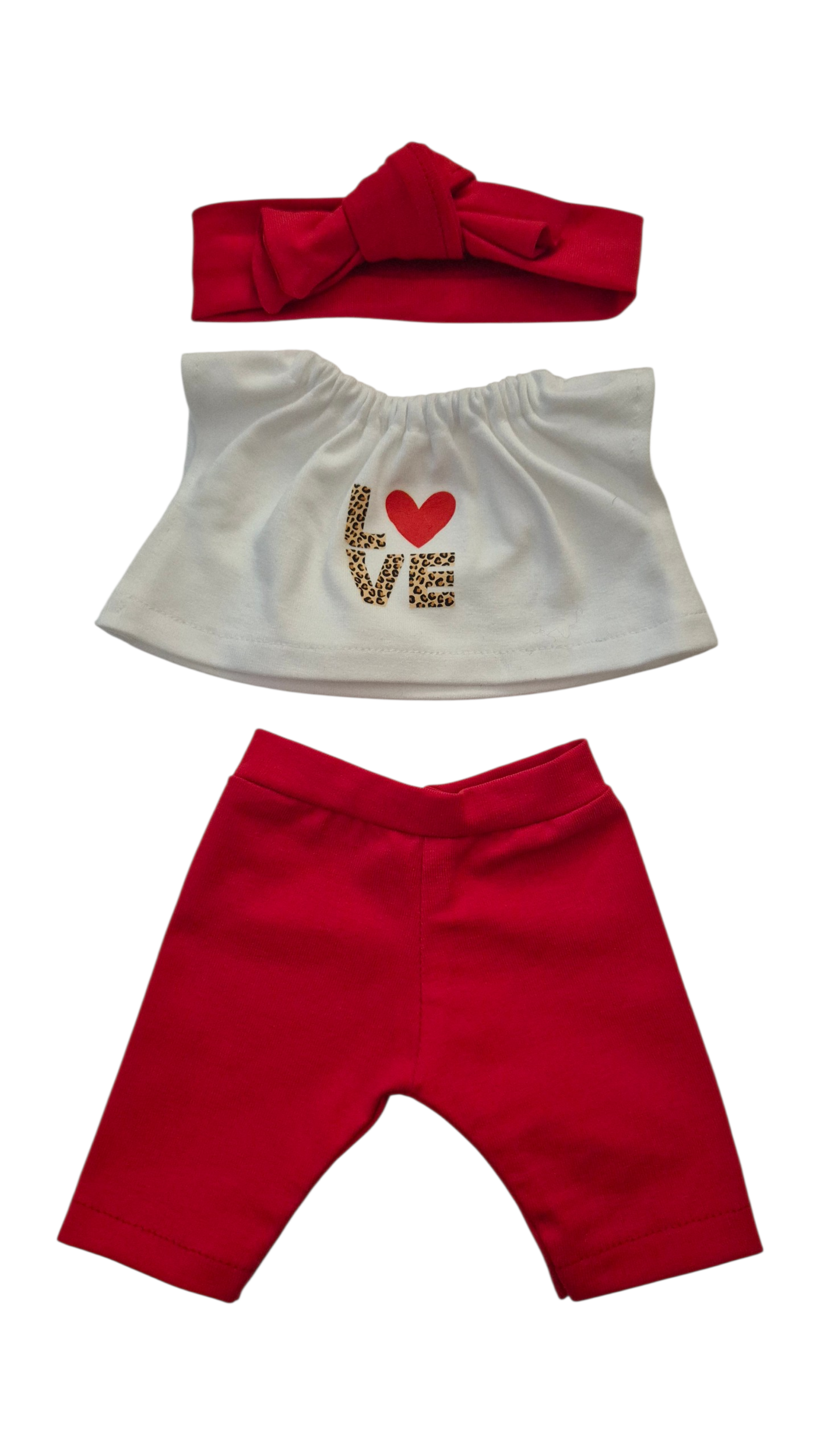 ROMEO+JULIETTE-TEE-SHIRT "I LOVE YOU" + PANTALON + BANDEAU ROUGE