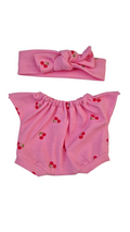 combinaison courte + bandeau -motif cerises
