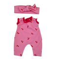 combinaison manche broderie + bandeau -motif cerises