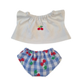 culotte vichy cerises + tee-shirt blanc appliqué cerises
