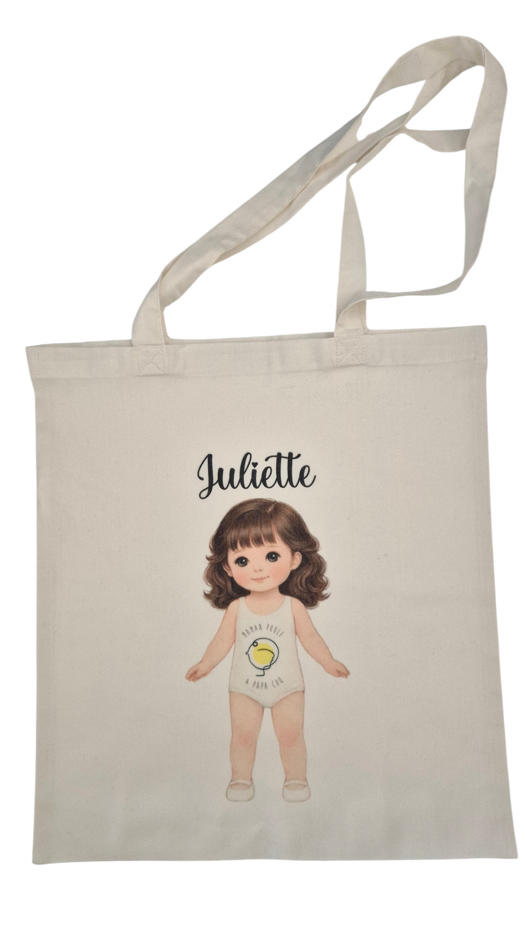 Tote bag personnalisé – poupée & prénom