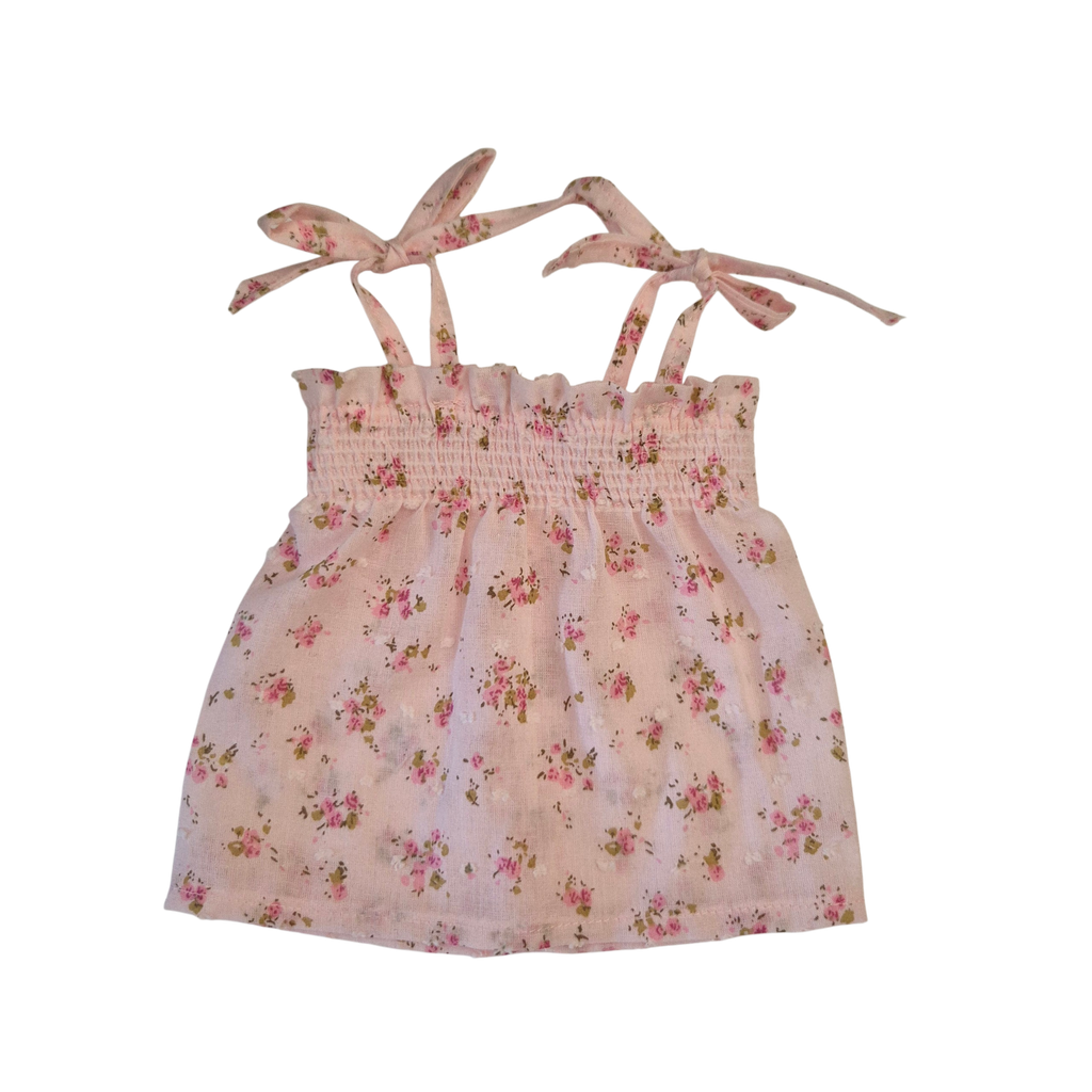 Robe a smocks et bretelles à nouer