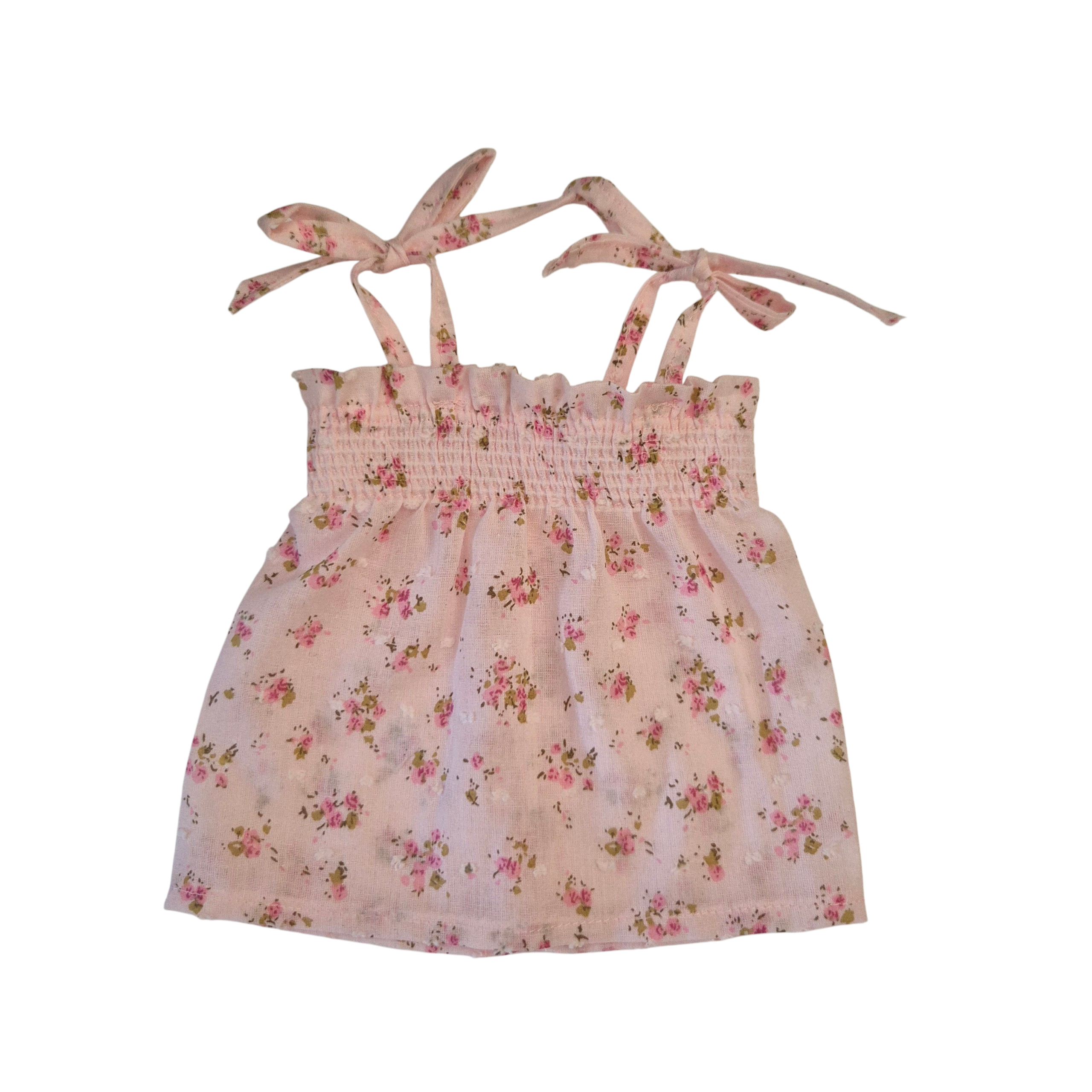 Robe a smocks et bretelles à nouer