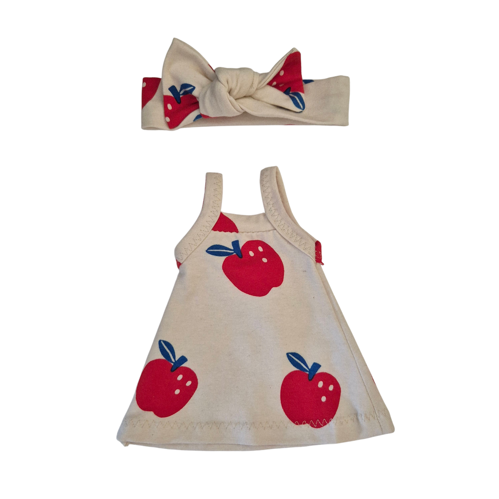 Robe à bretelles pomme rouge + bandeau
