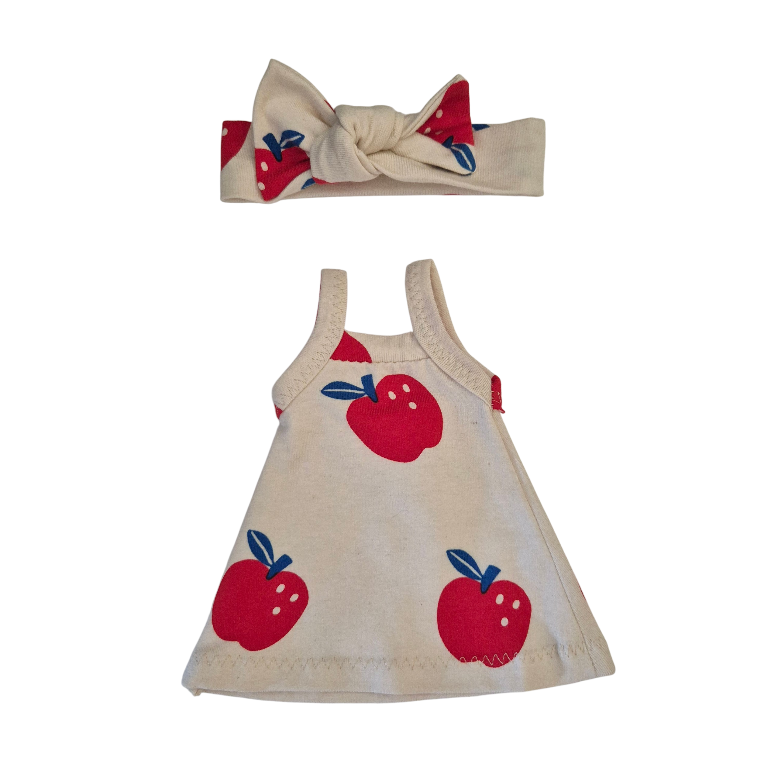 Robe à bretelles pomme rouge + bandeau