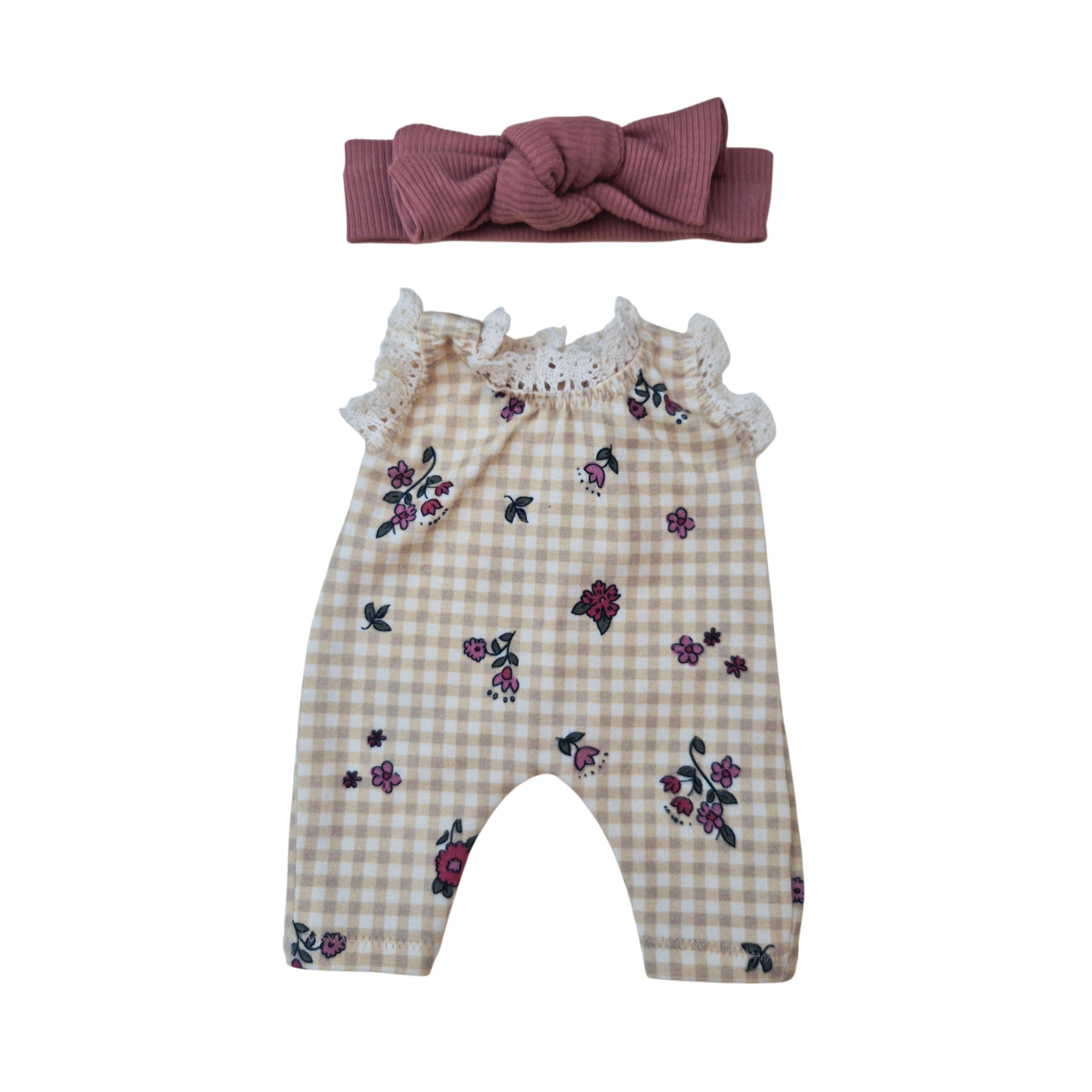 CAMILLE - COMBINAISON MANCHES BRODERIE + BANDEAU ARGILE