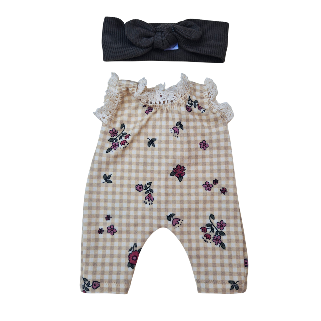 CAMILLE - COMBINAISON MANCHES BRODERIE + BANDEAU VERT