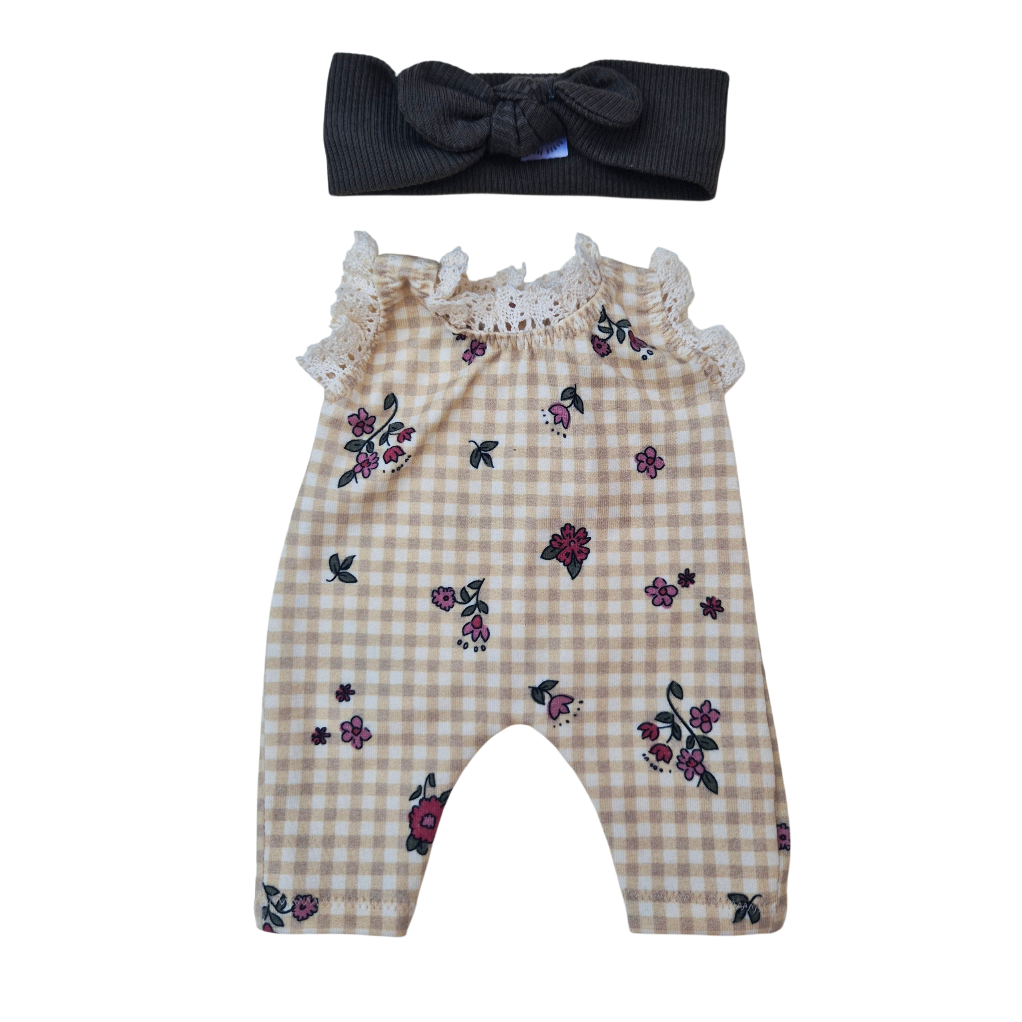 CAMILLE - COMBINAISON MANCHES BRODERIE + BANDEAU VERT