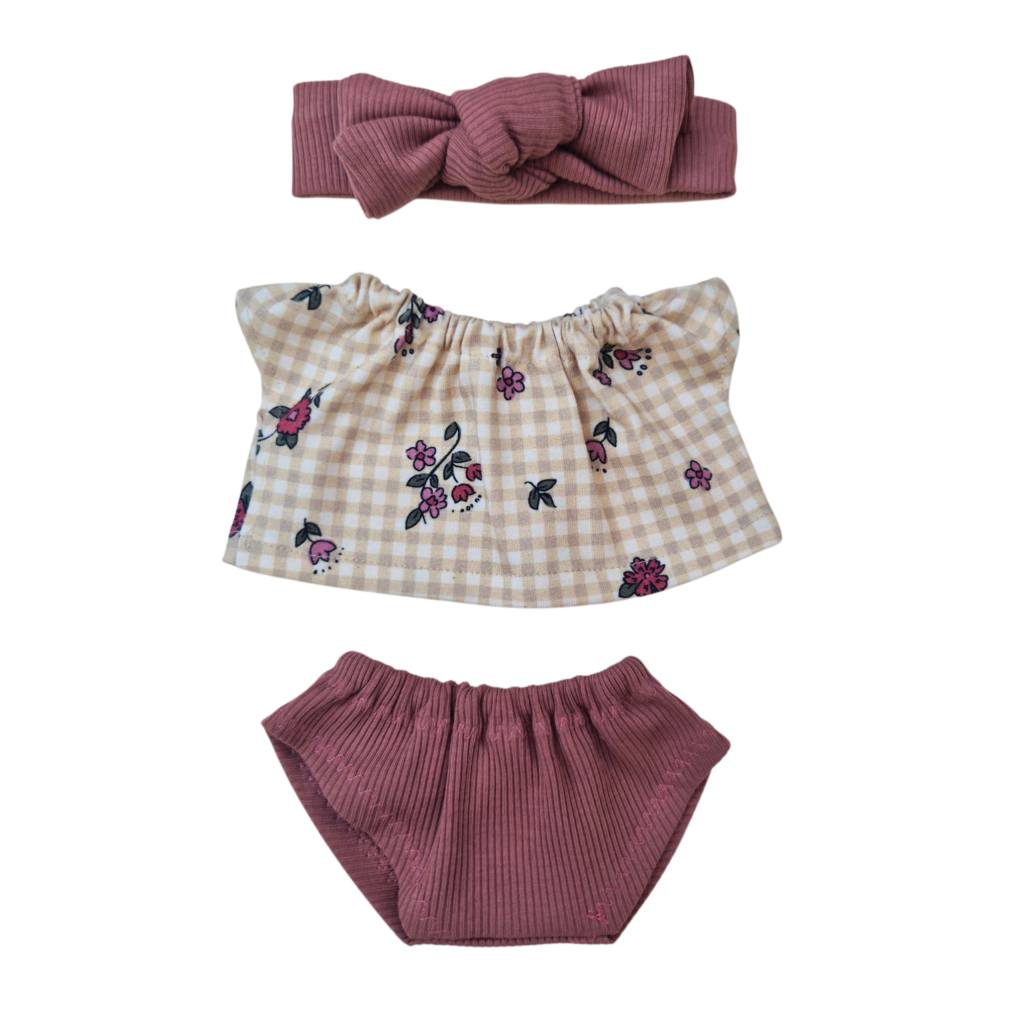 CAMILLE - TEE-SHIRT + CULOTTE ET BANDEU ARGILE