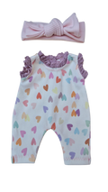 MANON - COMBINAISON MANCHES BRODERIE + BANDEAU ROSE