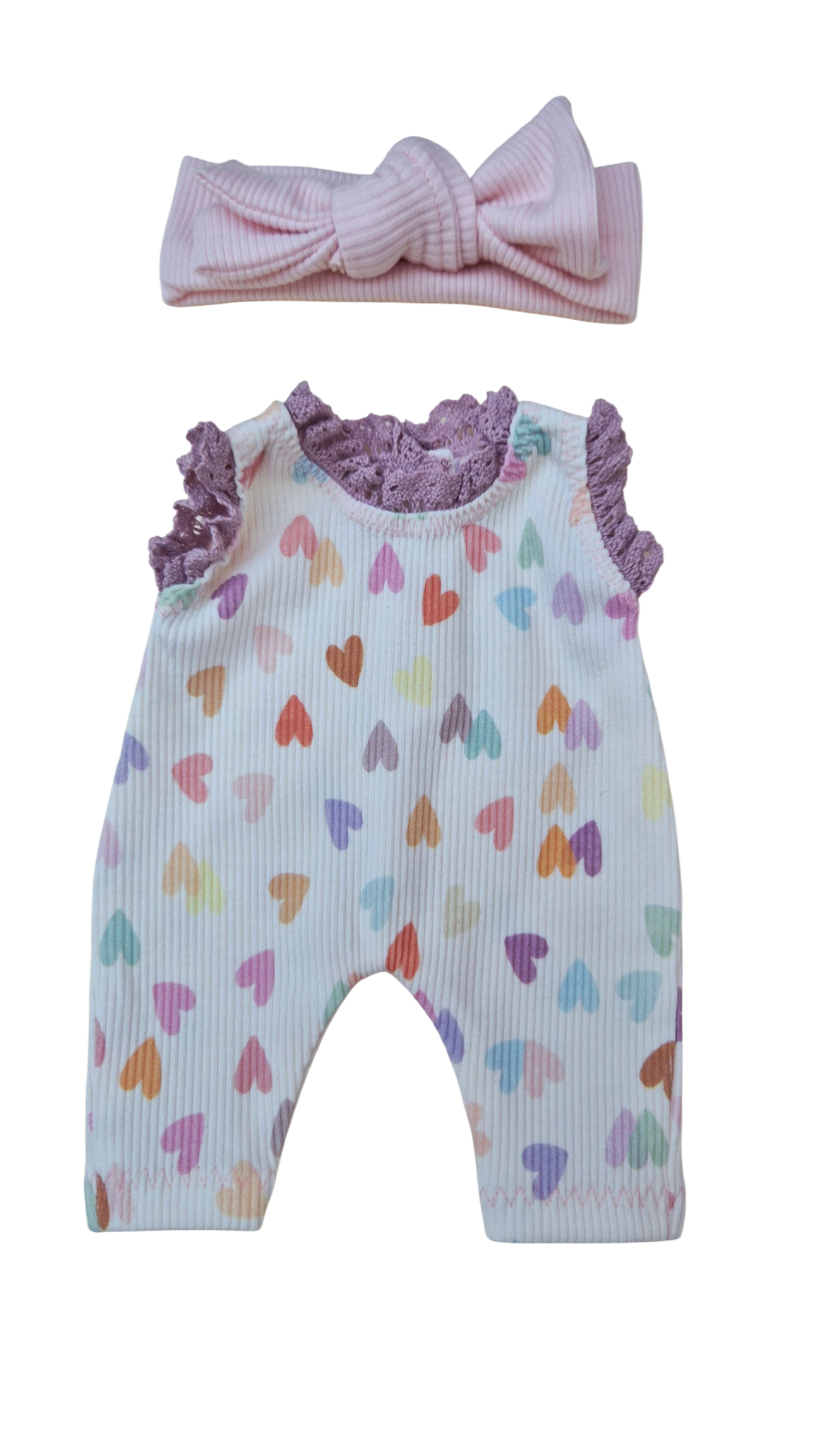 MANON - COMBINAISON MANCHES BRODERIE + BANDEAU ROSE